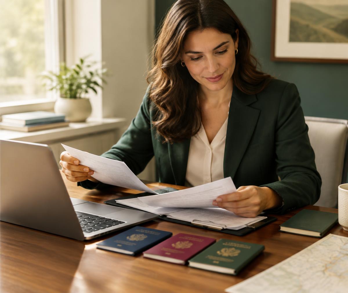 Global Mobility consultant reviewing relocation documents